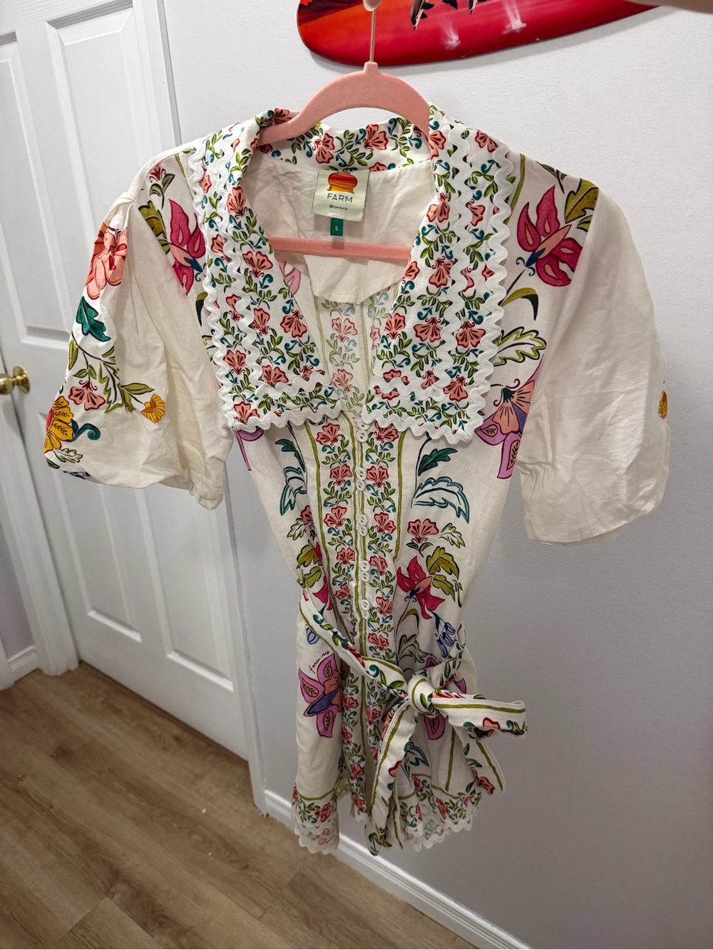NWOT Farm Rio Floral Insects Linen Blend Romper - Picture 8 of 9